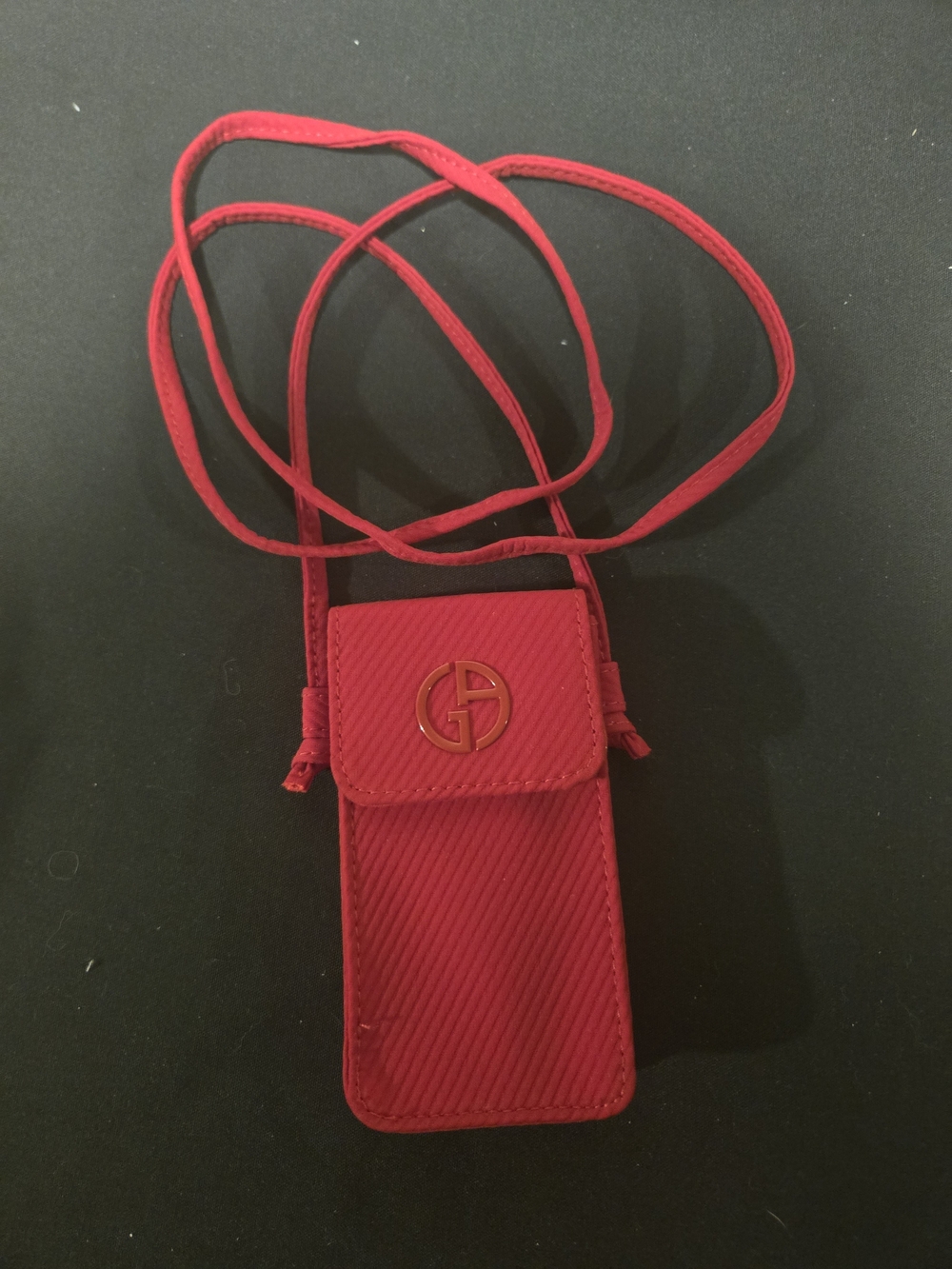 Giorgio Armani Red Leather Crossbody Phone Pouch with Logo